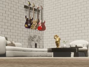 Room with guitars and chairs Modelo 3D
