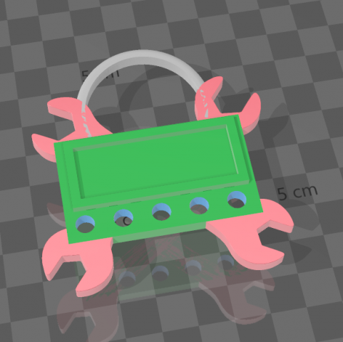Key ring with holes for rings and name holder 3Dプリントモデル .c4d .max .obj .3ds .fbx .stl .blend 