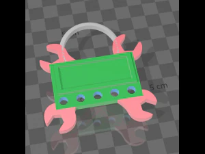 Брелок для ключей с отверстиями для колец и держателем имени 3D Принт Модель