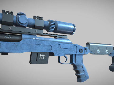 SPR-300 PRO lowpoly sniper rifle 3D Model