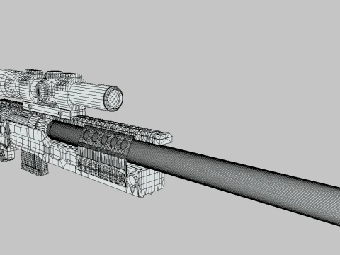 SPR-300 PRO lowpoly sniper rifle 3D Model