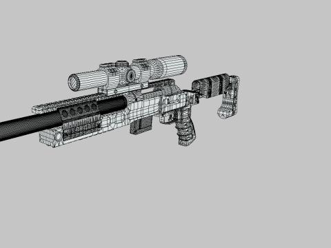 SPR-300 PRO lowpoly sniper rifle 3D 모델