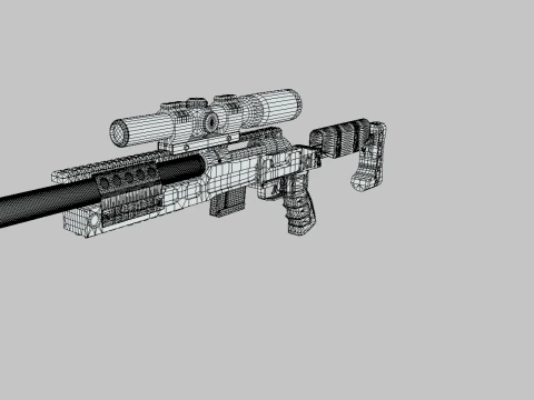 SPR-300 PRO lowpoly sniper rifle 3D Model