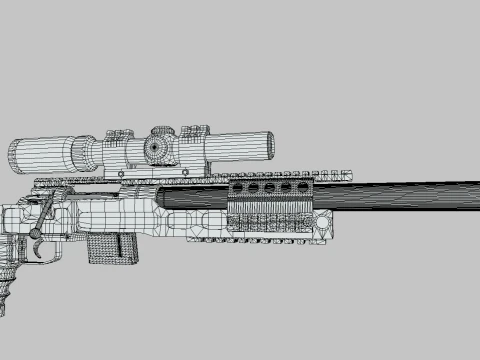 SPR-300 PRO lowpoly sniper rifle 3D Model