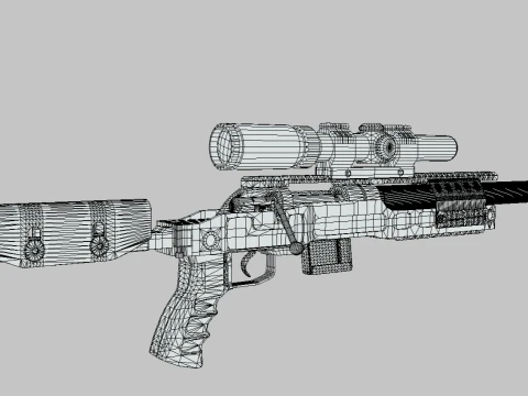SPR-300 PRO lowpoly sniper rifle 3D Model
