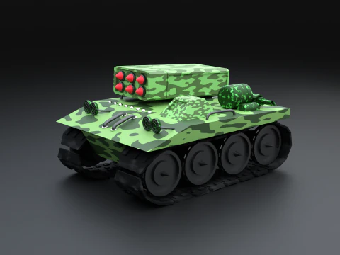 Laag poly-tank 3D Model