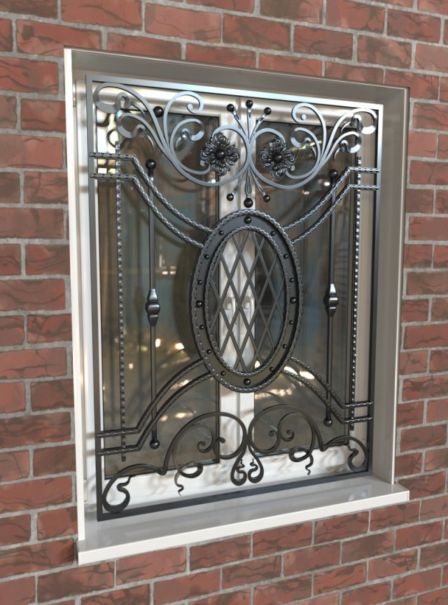 Metal forged window lattice 3D मॉडल .c4d .max .obj .3ds .fbx .stl .blend 
