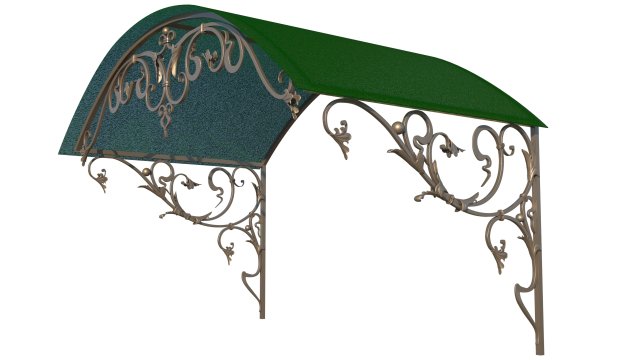 Metal forged Canopy over the front door 3D Model .c4d .max .obj .3ds .fbx .stl .blend 