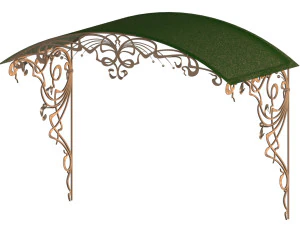 Auvent en m&eacute;tal forg&eacute; au-dessus de la porte d'entr&eacute;e 3 Modèle 3D