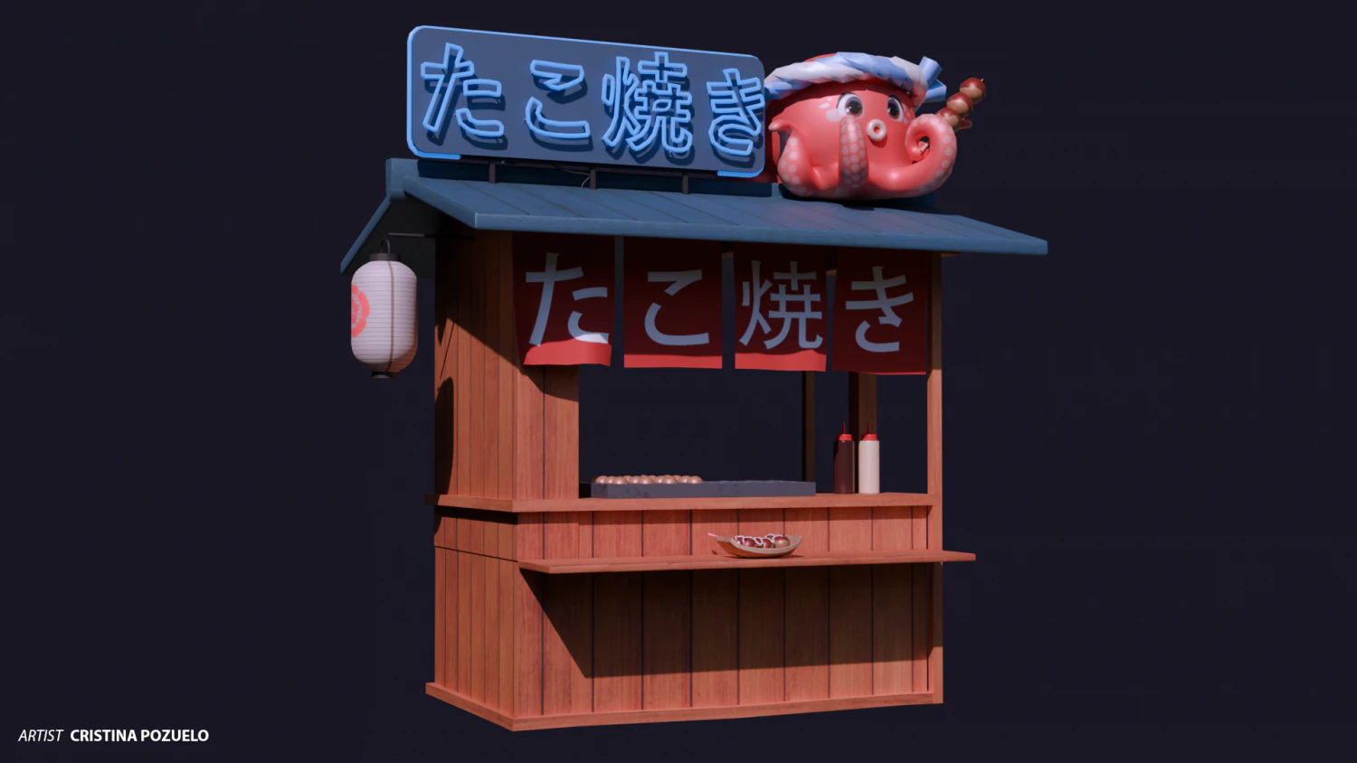 Takoyakistall 3D Model .c4d .max .obj .3ds .fbx .stl .blend
