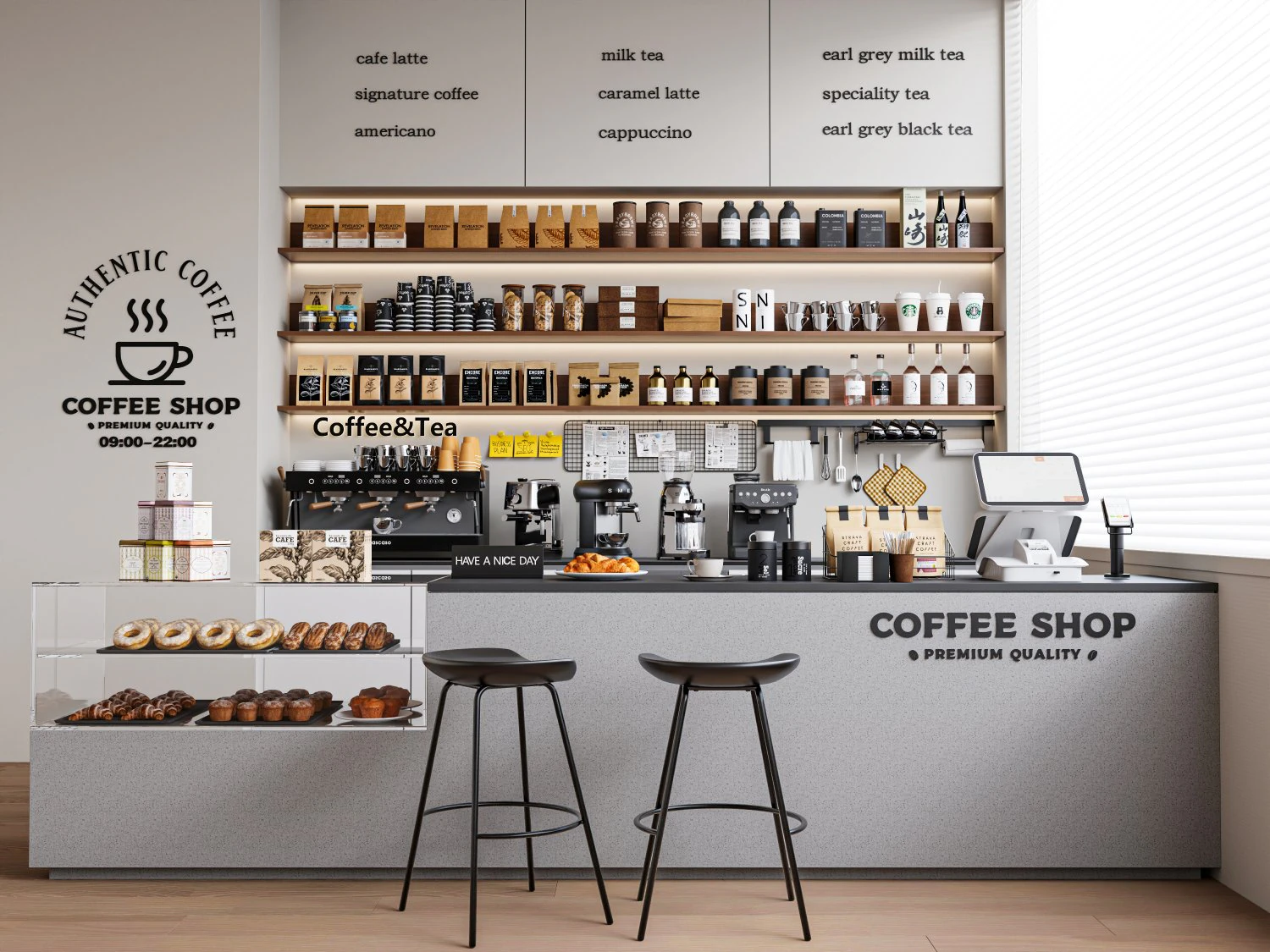 Coffee Shop 3D Model .c4d .max .obj .3ds .fbx .stl .blend 