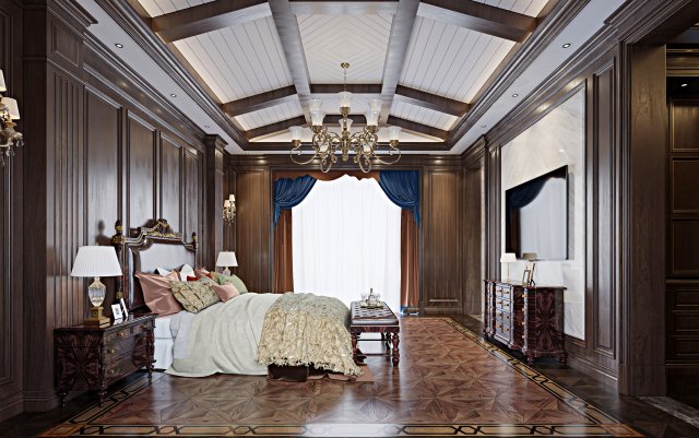 Cozy Bedroom Interior Scene Model 3D .c4d .max .obj .3ds .fbx .stl .blend 