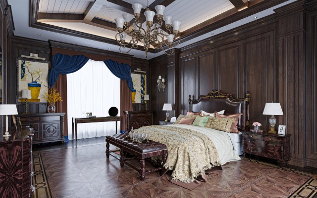 Cozy Bedroom Interior Scene 3D Model .c4d .max .obj .3ds .fbx .stl .blend