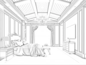 Cozy Bedroom Interior Scene 3D Model