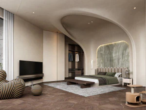 Scena interna della camera da letto accogliente Modello 3D