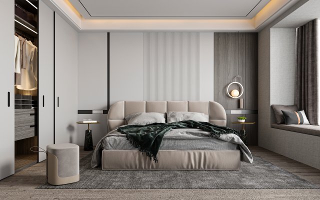 Modern luxury style bedroom 3D 模型 .c4d .max .obj .3ds .fbx .stl .blend 