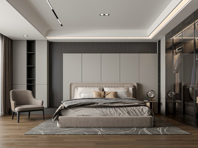 Modern luxury style bedroom 3D Model .c4d .max .obj .3ds .fbx .stl .blend 