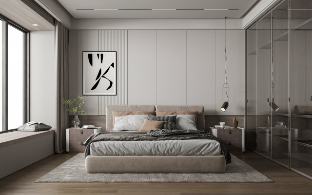 Modern luxury style bedroom 3D 모델 .c4d .max .obj .3ds .fbx .stl .blend 
