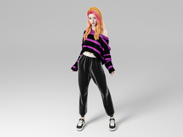 Woman sweater Standing Modelo 3D .c4d .max .obj .3ds .fbx .stl .blend 