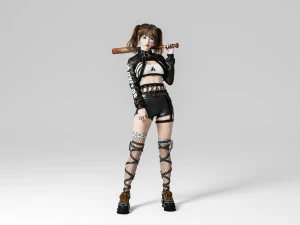 女性ファッション立っている 3Dモデル