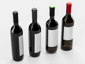 Red wine bottle 001 3D Model