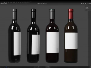 Red wine bottle 001 3D Model