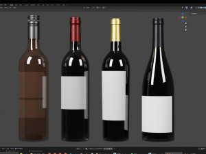 Red Wine Bottle 002 Model 3D