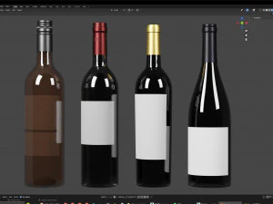 Red Wine Bottle 002 3D Model