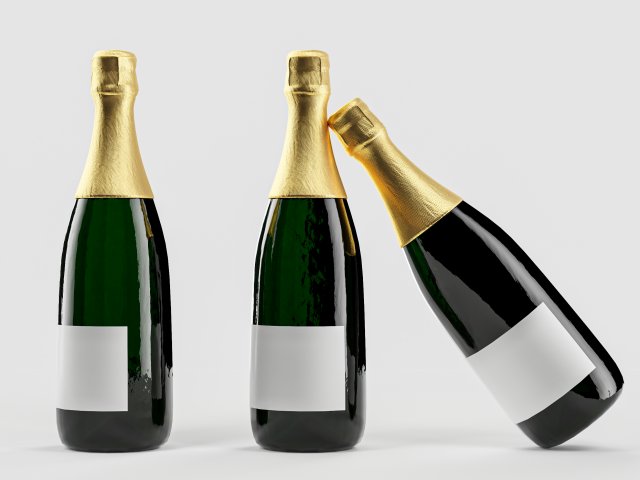 Champagne bottle 001 Model 3D .c4d .max .obj .3ds .fbx .stl .blend 