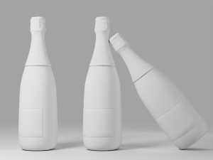 Champagne bottle 001 Model 3D