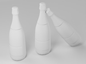 Champagne bottle 001 Model 3D