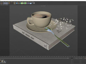Books with Coffee Cup 3D Model