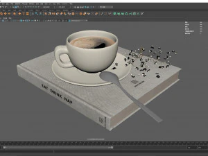 Books with Coffee Cup 3D Model