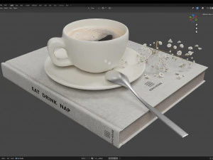 Books with Coffee Cup 3D Model
