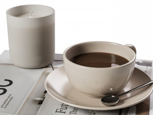 Books with Coffee Cup 002 Model 3D