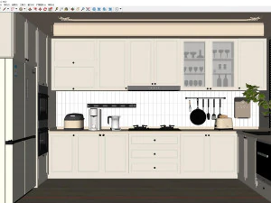 Cena de modelagem avan&ccedil;ada de cozinha Modelo 3D