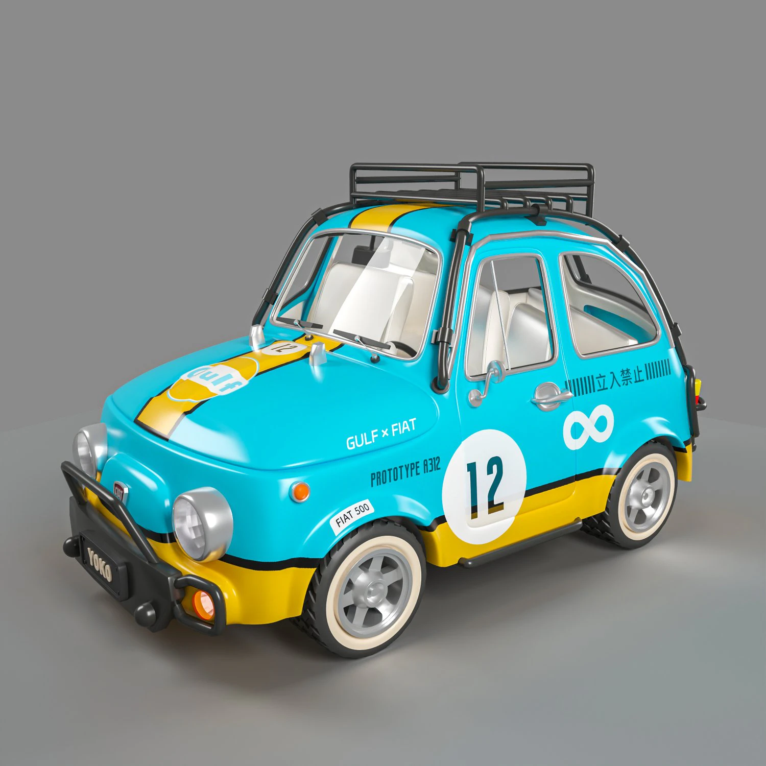 Cartoon-version FAIT 500 3D Model .c4d .max .obj .3ds .fbx .stl .blend