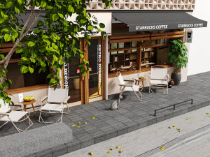 Storefront Shopfront Coffee Shop Retail City 3D Model