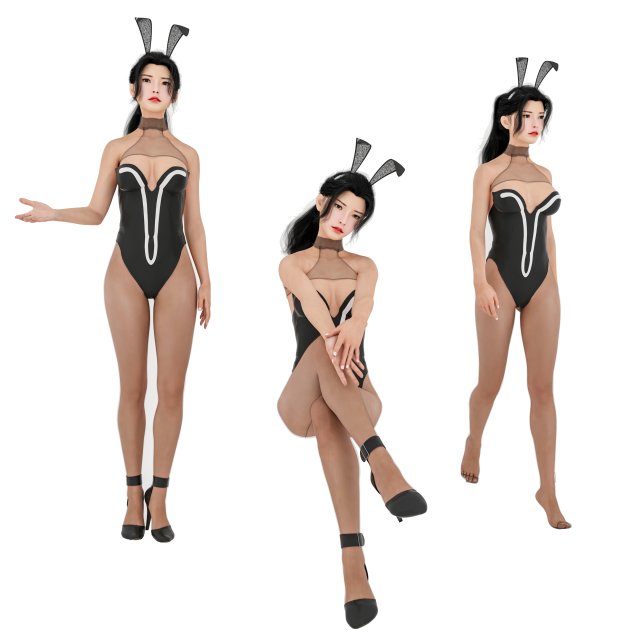A cute bunny girl in a poses 3D Модель .c4d .max .obj .3ds .fbx .stl .blend 