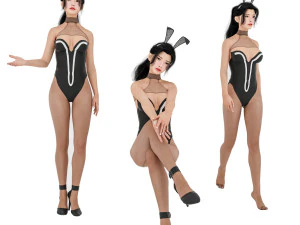 पोज़ में एक प्यारी सी खरगोश लड़की 3D मॉडल