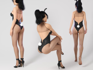 A cute bunny girl in a poses 3D Модель
