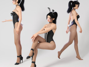 A cute bunny girl in a poses 3D Модель