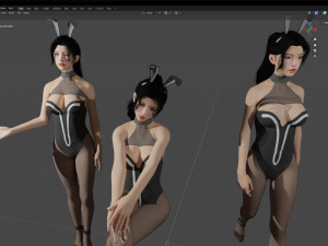 A cute bunny girl in a poses 3D Модель