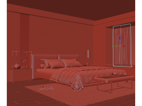 Bedroom interior 043 Modello 3D