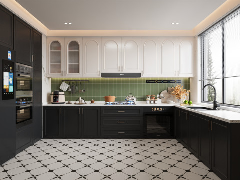 Black modern kitchen 059 3D मॉडल