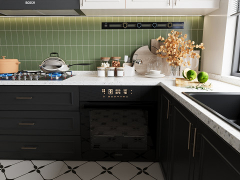 Black modern kitchen 059 Modello 3D