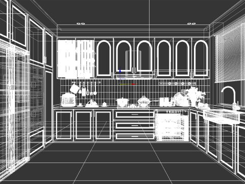 Black modern kitchen 059 Modello 3D