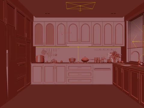 Czarna nowoczesna kuchnia 059 Model 3D