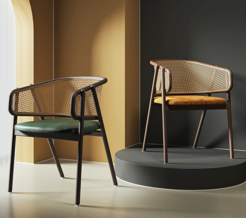 Cane Armchair 029 3D Model .c4d .max .obj .3ds .fbx .stl .blend