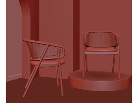Cane Armchair 029 3D Model